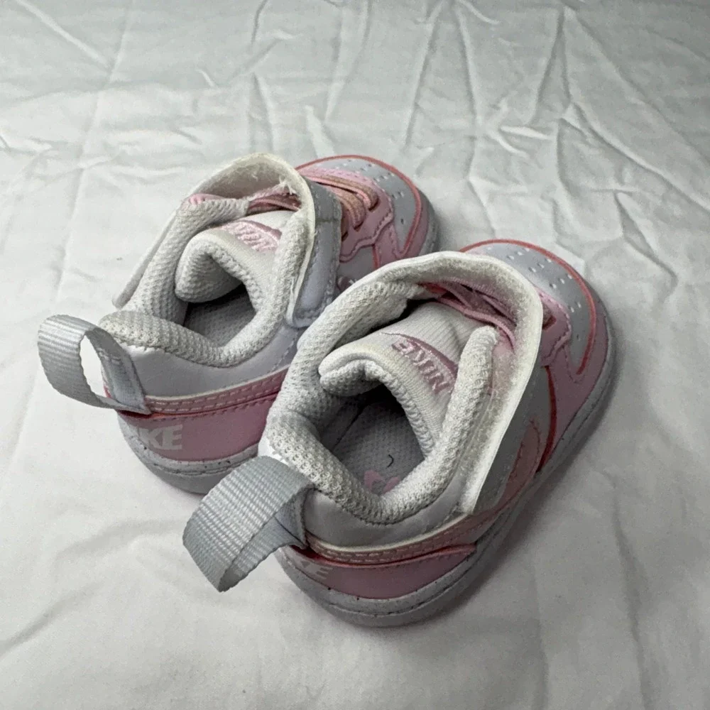 Nike Court Borough Low 2 White Pink Iridescent Toddler Shoes DV5458-105 Size 2C